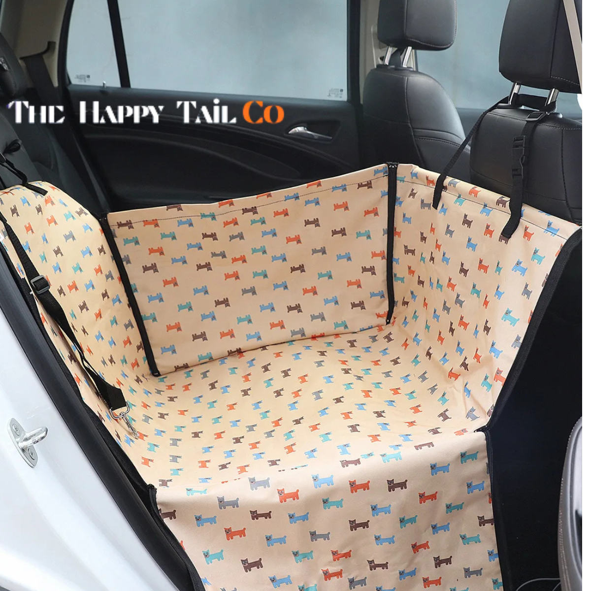 The Happy Tail Co™ Heavy-Duty Waterproof Car Seat Cover - Scratch-Proof Pet Hammock & Back Seat Protector