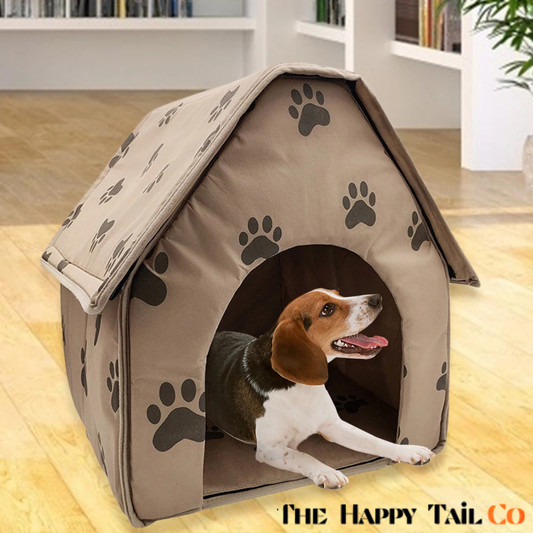 The Happy Tail Co™ Cozy Cartoon Pet House - Soft Washable Dog Cave & Warm Kitten Nest for Indoor Winter