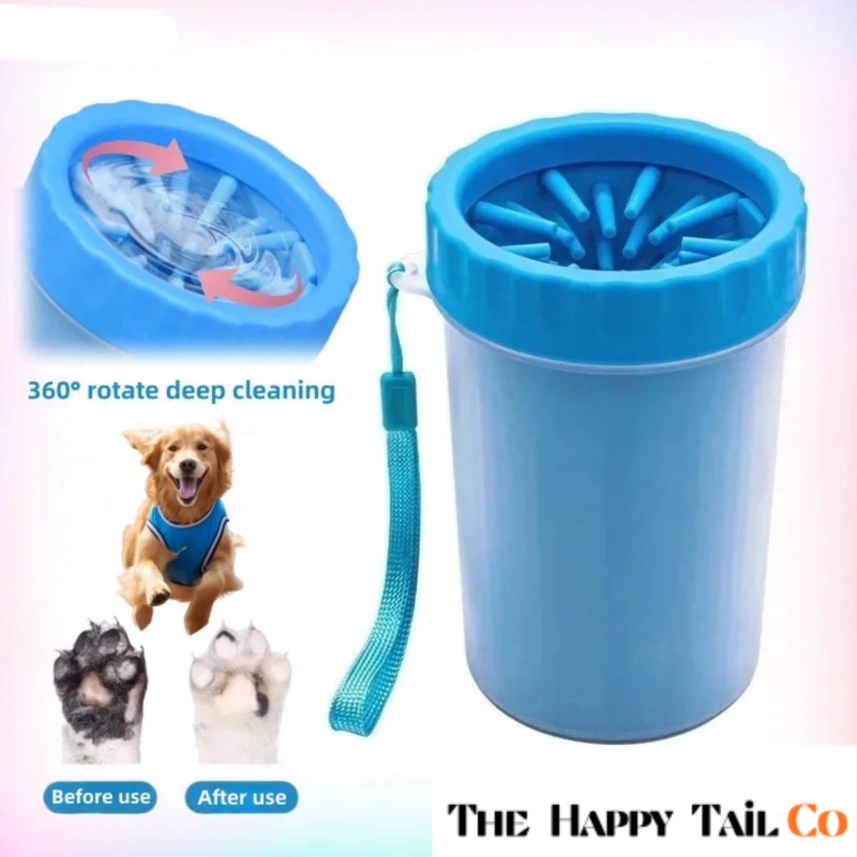 The Happy Tail Co™ Automatic Pet Paw Cleaner Cup - Soft Silicone Deep Wash Tool for Muddy Paws