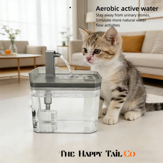 The Happy Tail Co™ Smart Silent Pet Water Fountain - 1.5L Auto Filter Drinking Dispenser for Cats & Dogs