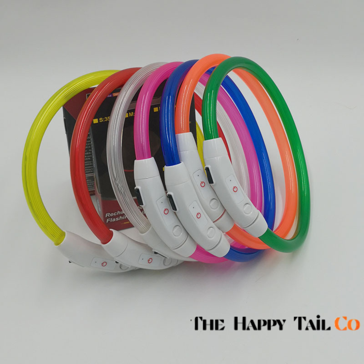 The Happy Tail Co™ USB Rechargeable LED Dog Collar - Glow-in-the-Dark Safety Light for Night Walks