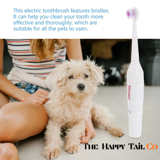 The Happy Tail Co 2Pcs Portable Electric Ultrasonic Toothbrush for Pets - Waterproof & Professional Dental Care Kit