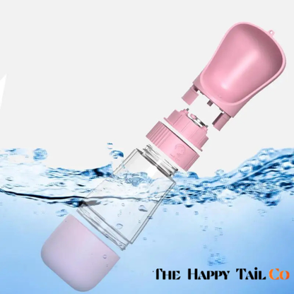 The Happy Tail Co™ Portable 2-in-1 Pet Water Bottle & Food Container - Leak-Proof Travel Dispenser for Dogs & Cats