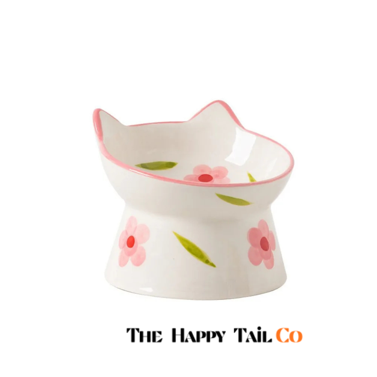 The Happy Tail Co™ Premium Ceramic Orthopedic Pet Bowl - Slanted Neck Guard & Anti-Tipping Elevated Feeder