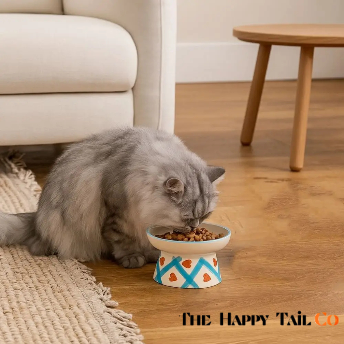 The Happy Tail Co™ Premium Ceramic Orthopedic Pet Bowl - Slanted Neck Guard & Anti-Tipping Elevated Feeder