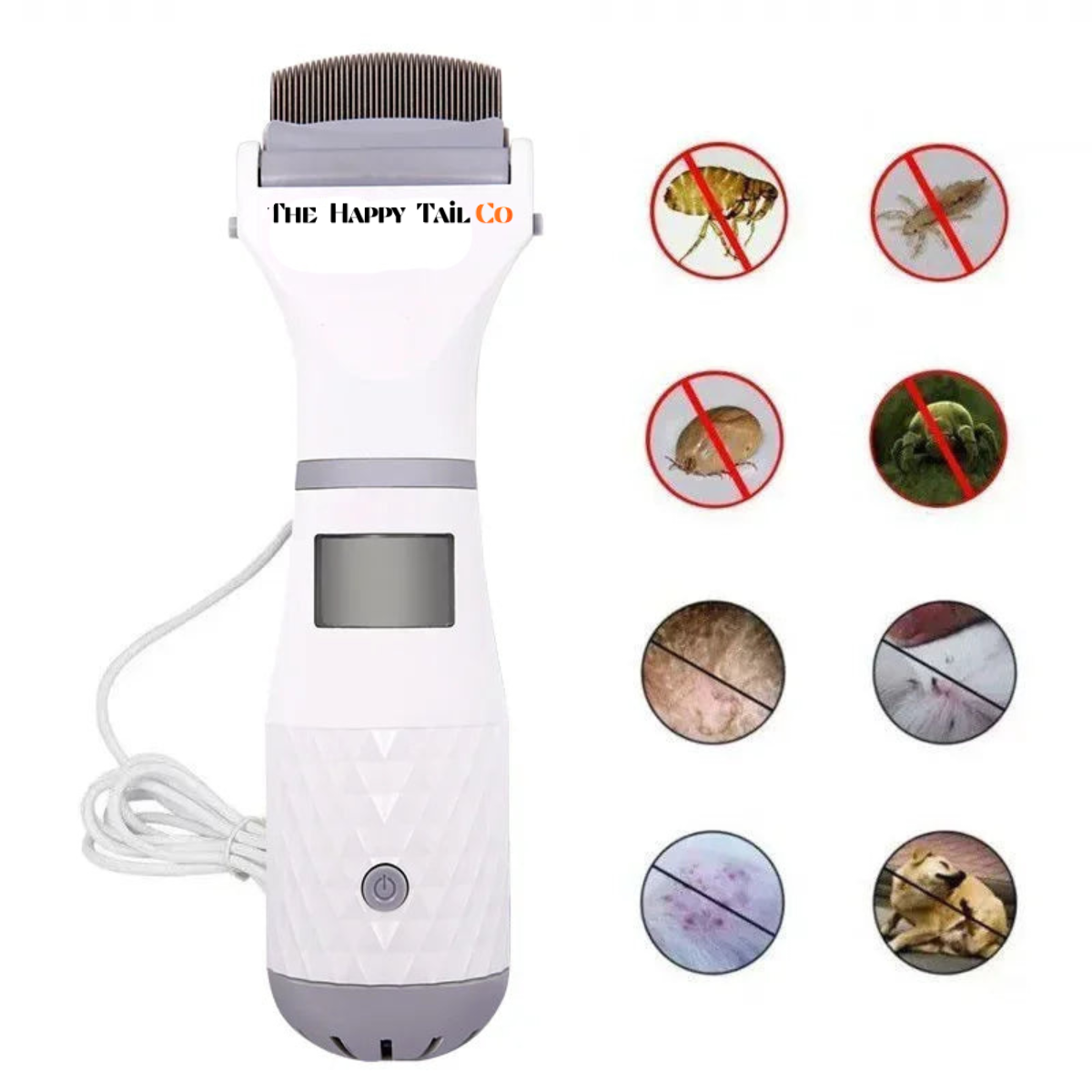 The Happy Tail Co™ Electric Flea & Lice Comb - Chemical-Free Vacuum Suction Pet Grooming & Cleaning Tool