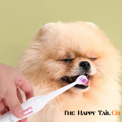 The Happy Tail Co 2Pcs Portable Electric Ultrasonic Toothbrush for Pets - Waterproof & Professional Dental Care Kit