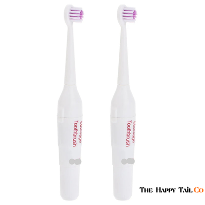 The Happy Tail Co 2Pcs Portable Electric Ultrasonic Toothbrush for Pets - Waterproof & Professional Dental Care Kit