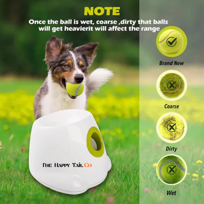 The Happy Tail Co™ Pro-Series Automatic Dog Ball Launcher - Interactive Rechargeable Fetch Machine with 3 Tennis Balls