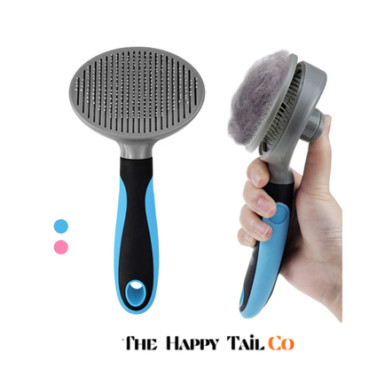 The Happy Tail Co One-Click Self-Cleaning Slicker Brush - Professional Pet Grooming Tool for Shedding & Matting