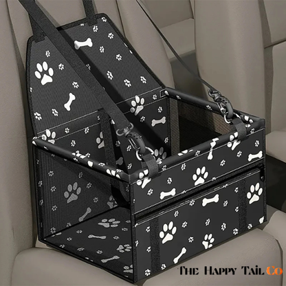 The Happy Tail Co™ Breathable Pet Car Booster Seat - Portable Travel Carrier Basket with Safety Leash for Small Dogs & Cats