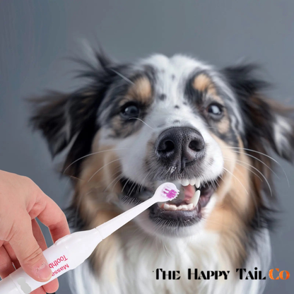 The Happy Tail Co 2Pcs Portable Electric Ultrasonic Toothbrush for Pets - Waterproof & Professional Dental Care Kit