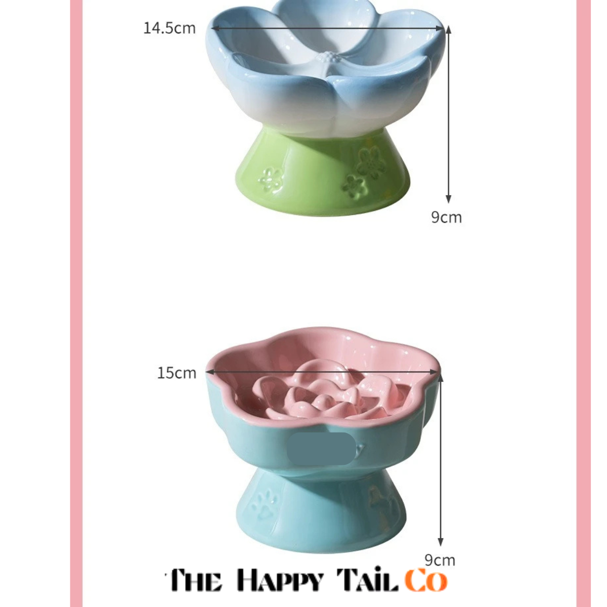 The Happy Tail Co™ Premium Ceramic Slow Feeder - Elevated Flower Design Anti-Choke Pet Bowl for Healthy Digestion