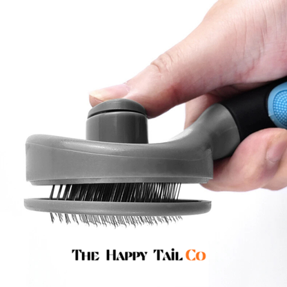 The Happy Tail Co One-Click Self-Cleaning Slicker Brush - Professional Pet Grooming Tool for Shedding & Matting