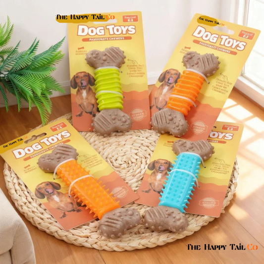 The Happy Tail Co.™ Indestructible Bone-Shaped Dog Chew Toy - Durable TPR Molar Stick