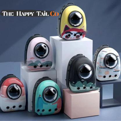 The Happy Tail Co™ Breathable Space Capsule Pet Backpack - Panoramic View Travel Sling Bag for Cats & Small Dogs