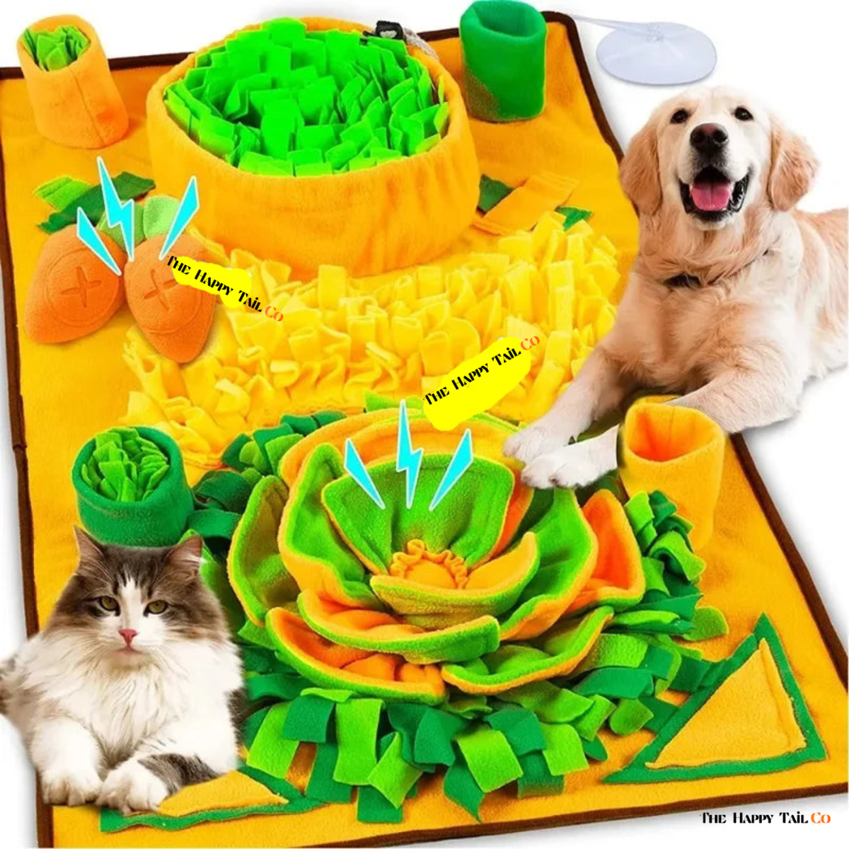 The Happy Tail Co.™ Interactive Dog Snuffle Mat - Mental Stimulation & Stress Relief Feeding Mat