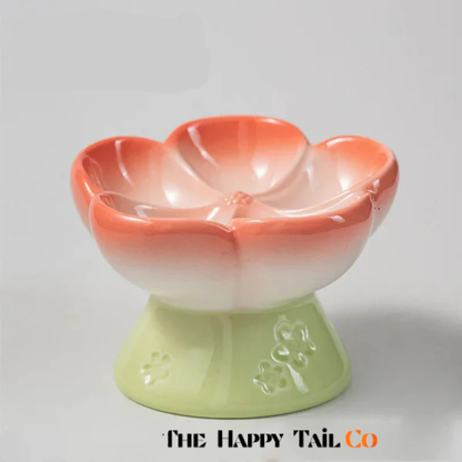 The Happy Tail Co™ Premium Ceramic Slow Feeder - Elevated Flower Design Anti-Choke Pet Bowl for Healthy Digestion