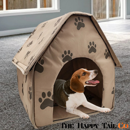 The Happy Tail Co™ Cozy Cartoon Pet House - Soft Washable Dog Cave & Warm Kitten Nest for Indoor Winter