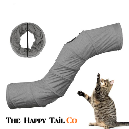 The Happy Tail Co™ Adventure Foldable Cat Tunnel - 3-Hole Interactive Play Tube for Indoor Cats & Kittens